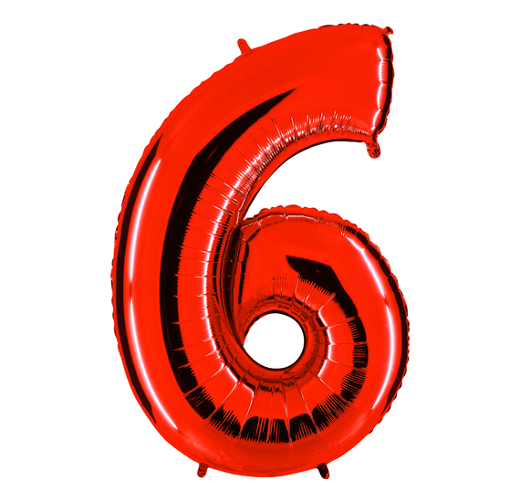 Шар Цифра "6" Красная / Red
