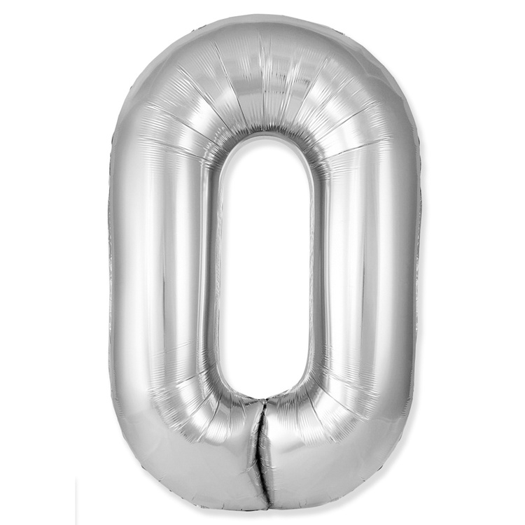 Шар Цифра "0" Slim Cеребро / Silver (в упаковке)  