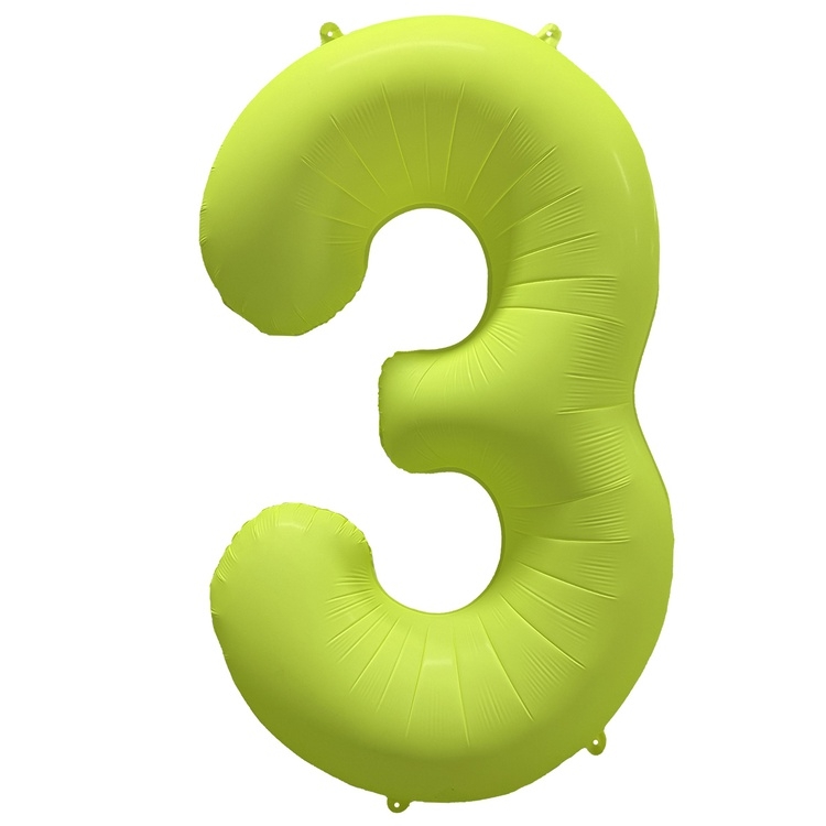 Шар Цифра "3" Неон Желтый / Yellow (в упаковке) 